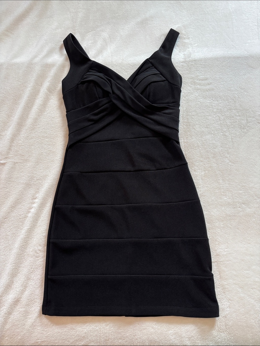 Emerald Sundae Black Twist-Front Sleeveless Mini Dress